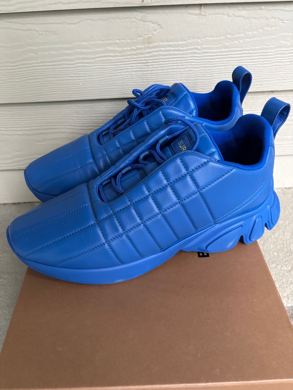 Burberry Quilted Leather Royal Blue Runway Sneakers